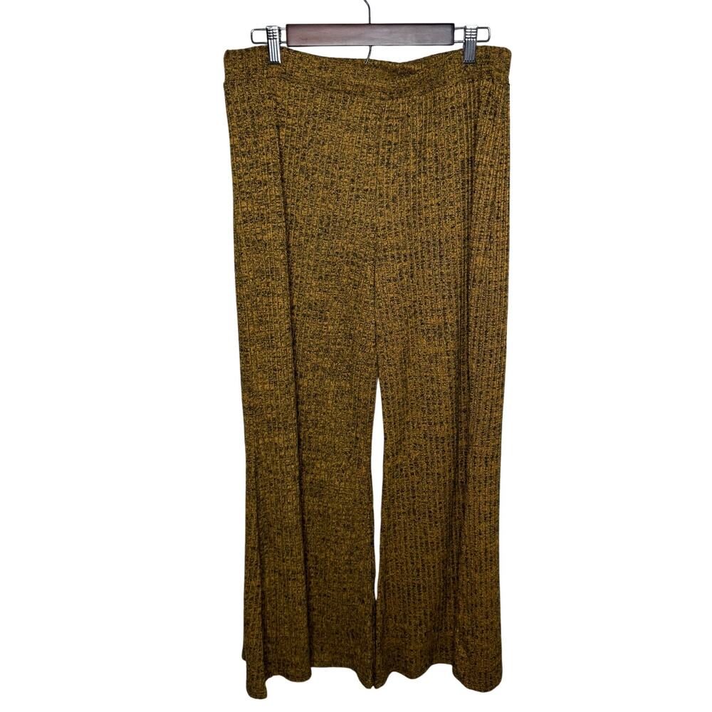 Earthbound Trading‎ Co XL Mustard Ribbed Knit Wide Leg Lounge Pants Boho Cozy
